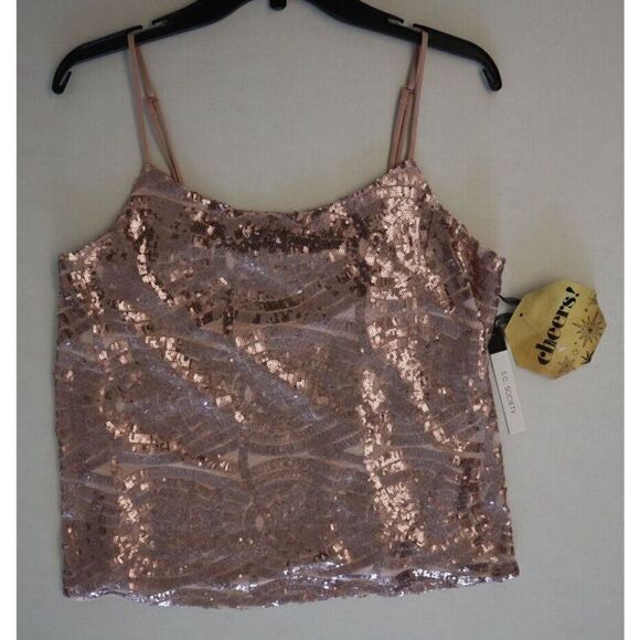 S.C. Society T92499B95 Women's Sz M Pink Sequin Spaghetti Strap Camisole - Picture 8 of 12